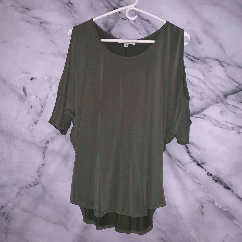 Army Green Cold Shoulder Tee